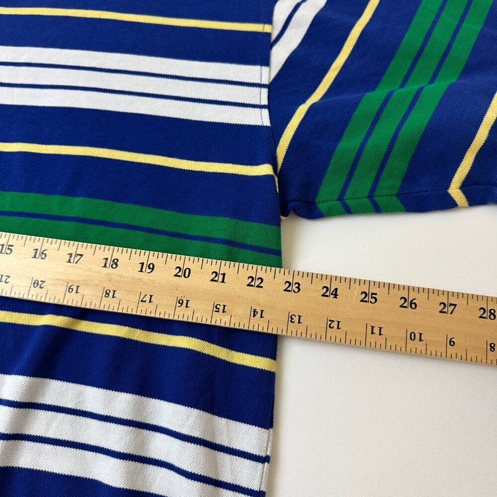 Black Lacquer Polo Shirt Mens 2XL Blue Green Yellow Striped Short Sleeve Casual - Picture 9 of 10
